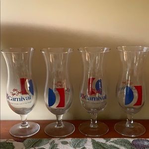 Four carnival cruise line hurricane glasses.